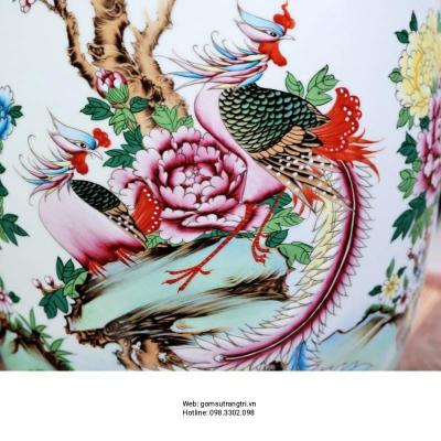 BÌNH VẼ TAY HỌA TIẾT PHƯỢNG HOÀNG – HOA MẪU ĐƠN